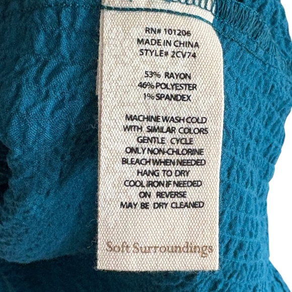 Soft Surroundings Kaari Textured Tunic Womens Teal Blouse Size Medium - Picture 5 of 7